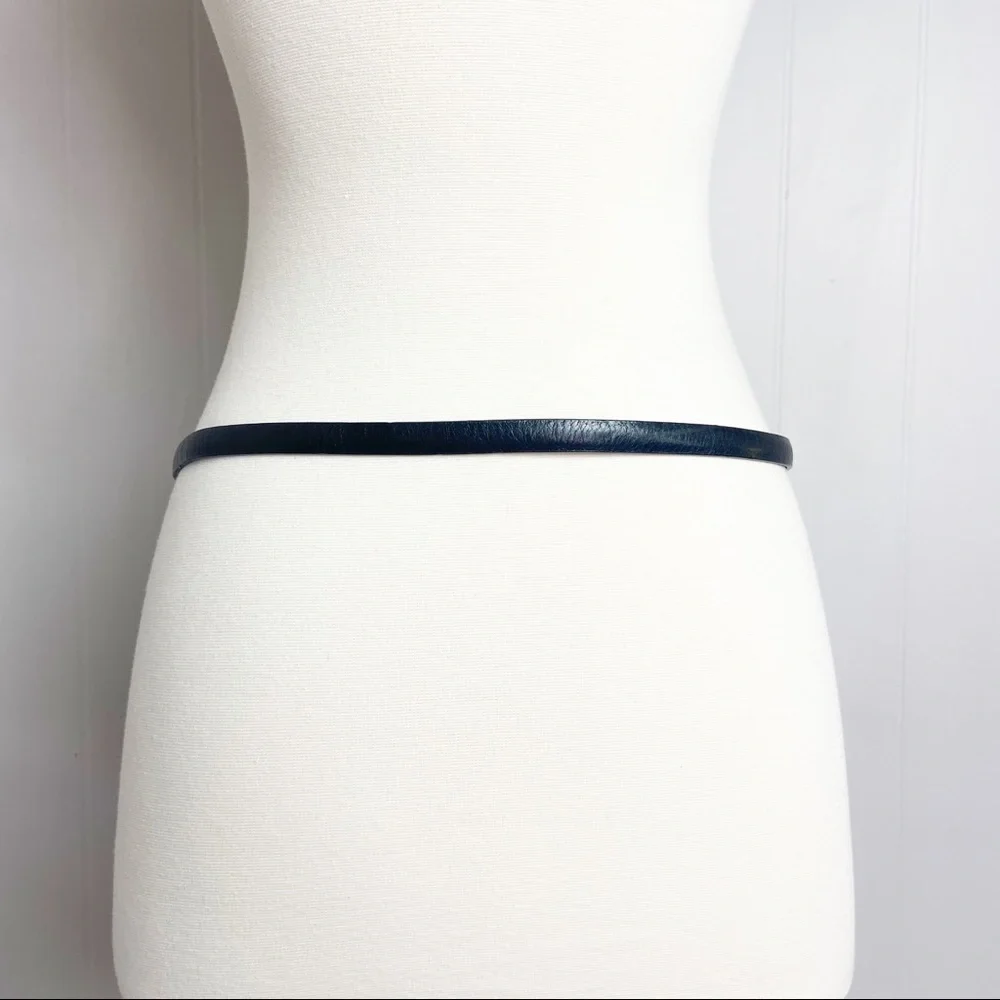 Vintage Brighton Hook Chain Skinny Belt Black Size M B30513